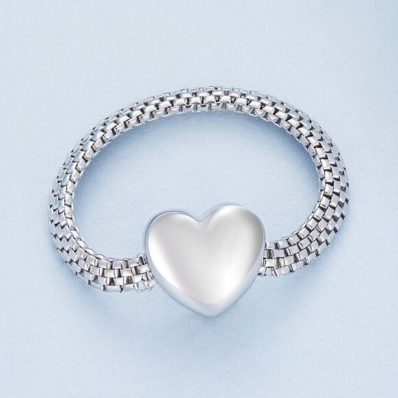 Sterling Silver Heart Ring Watchband Chain Band Size 6 to 6.25 - Picture 13 of 13